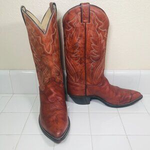 Justin Style 1968 Brown Leather Western Cowboy Boots Men's US Size 8.5 EE - VGC